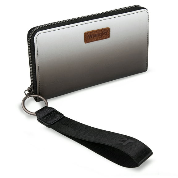 Wrangler Black Wallet for Women RFID Wallets, Card Cases & Money Organizers Ladies Female Large Wristlet Wallet Chic Phone Credit Card Clutch Wallets with Smooth Zipper and ID Window