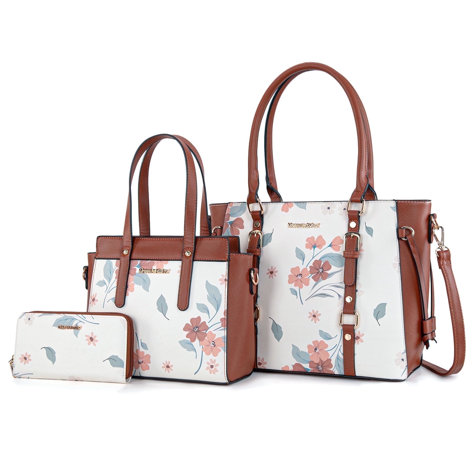 Montana West 3PCS Purses for Women Tote Bag and Wallet Set Shoulder Satchel Handbags, Brown