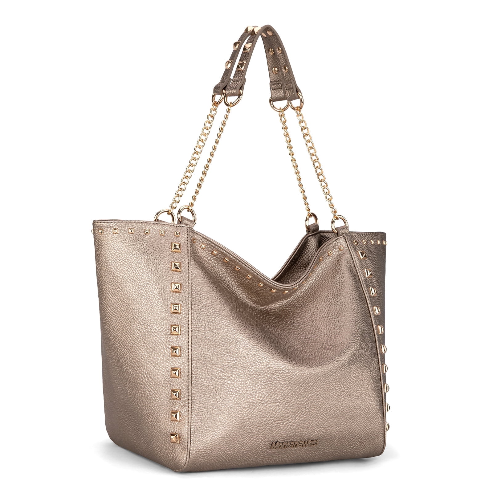 Montana West Large Tote Bag for Women Oversized Shoulder Purses with Chain Handbags, Gold