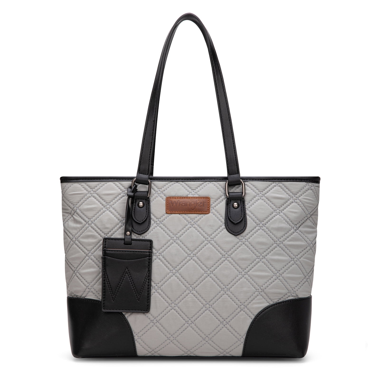 Wrangler Puffer Tote Bags for Women Medium Quilted Shoulder Bag for Work School Lifestyle Purse, Black