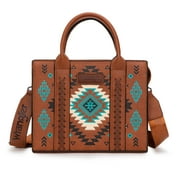 MONTANA WEST Wrangler Aztec Tote Bag for Women Boho Satchel Purses and Handbags, Brown