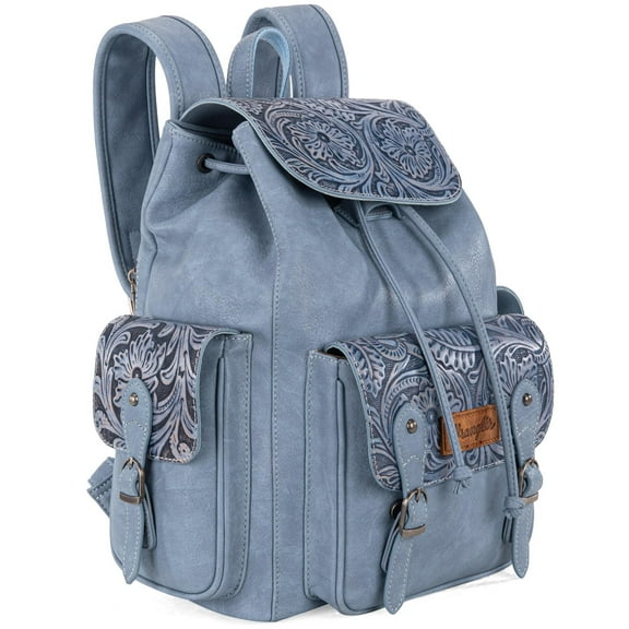Wrangler Backpack Purse for Women Men Floral Tooled Designer Travel Bags, Jean
