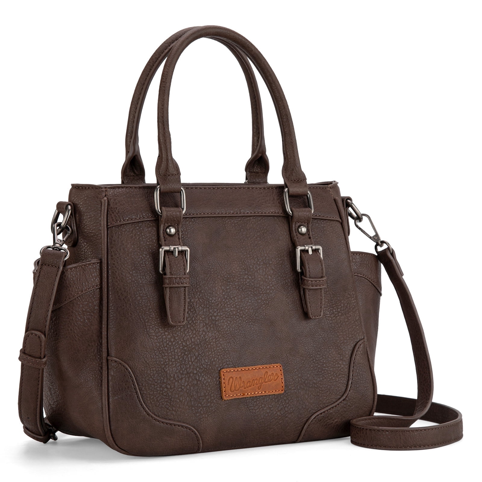 Wrangler Tote Bags for Women Medium Crossbody Purses Designer Top Handle Handbags, Coffee