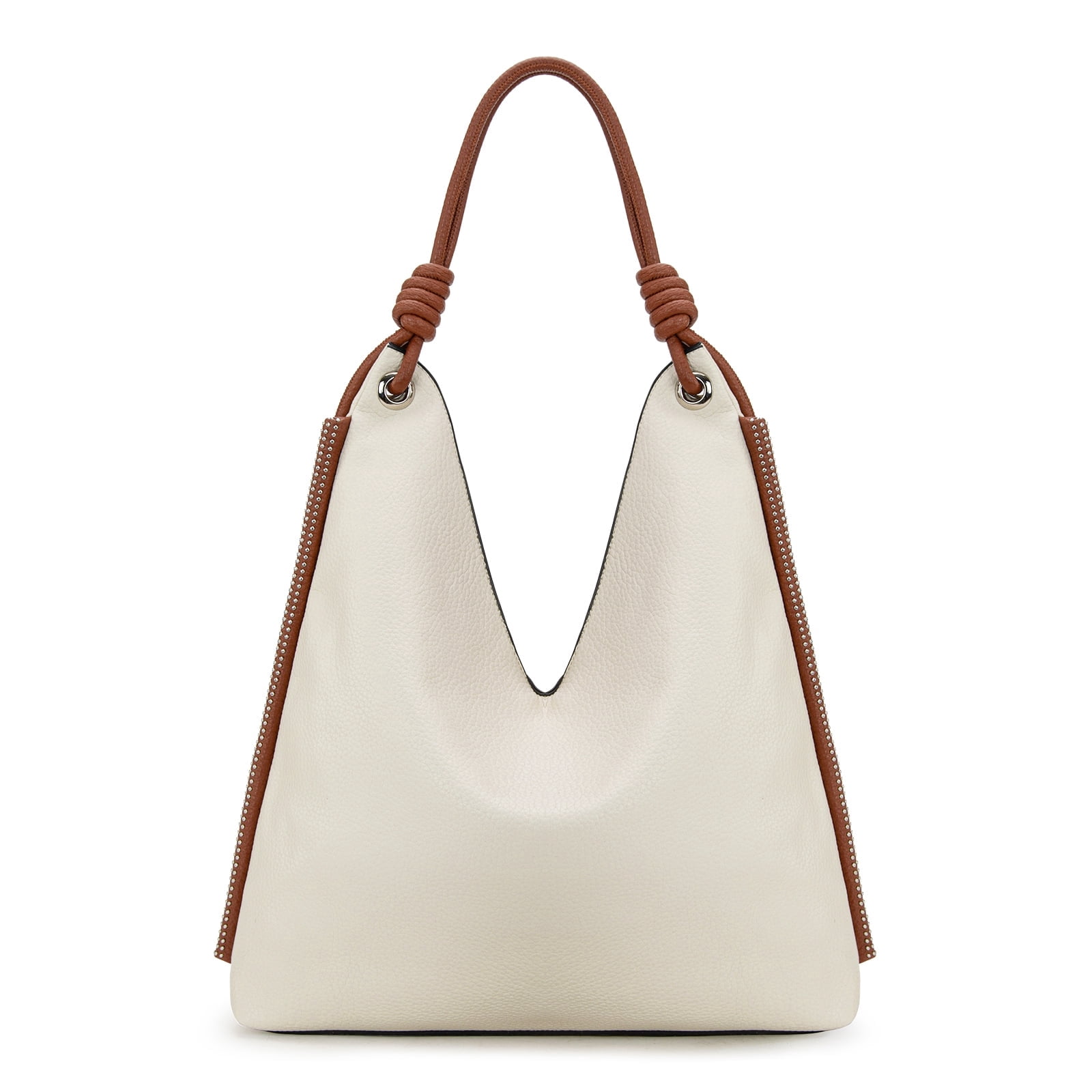 Montana West Hobo Bags for Women Soft Slouchy Top Handle Shoulder Purses Handbag with Knot Strap, Beige-Browm