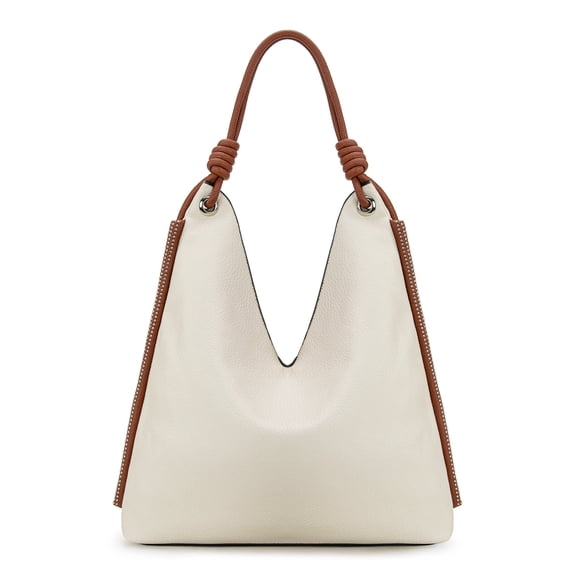 Montana West Hobo Bags for Women Soft Slouchy Top Handle Shoulder Purses Handbag with Knot Strap, Beige-Browm