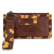 Wrangler Wristlet Wallet for Women Western Clutch RFID Blocking Card Holder, SunflowerBrown
