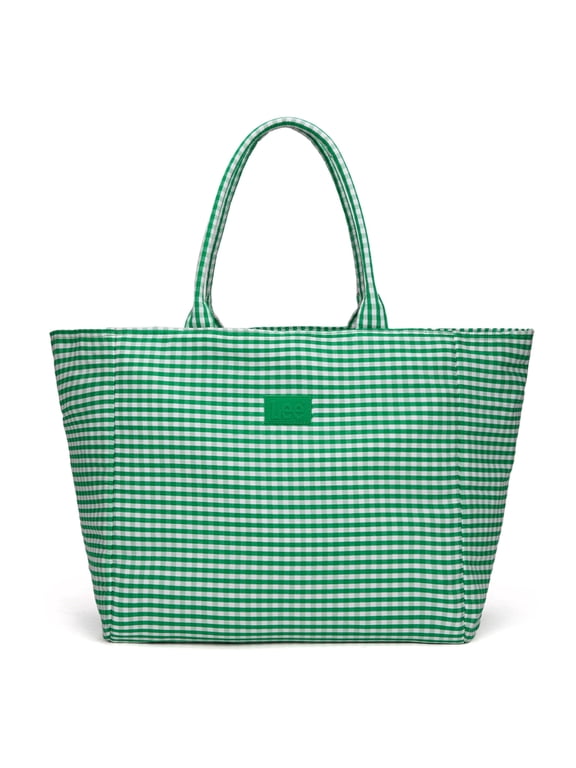Lee Gingham Tote Bag for Women Casual Big Canvas Handbags Large Checkered Shoulder Bag, Green