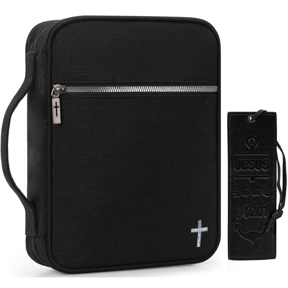 Montana West Church Bag for Women Men Protective Bible Cover with Leather Bookmark, Black