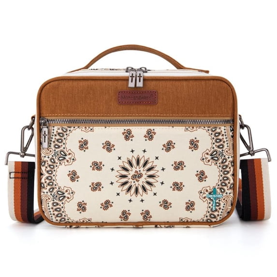 Montana West Bible Cover with Leather Bookmark Crossbody Church Protective Book Bag, Brown