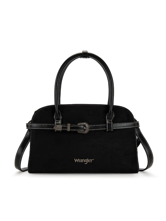 Wrangler Suede Handbag for Women Small Satchel Crossbody Bag Western Purse, Black