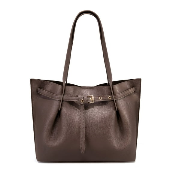 Montana West Tote Bag for Women Designer Purses and Handbags with Belted Detailing, Coffee
