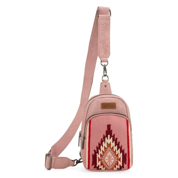 Wrangler Aztec Sling Bag for Women Western Knitted Crossbody Purse and Chest Bag With Adjustable Strap