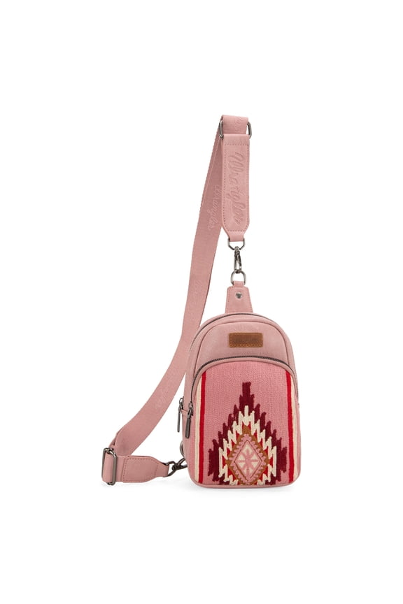 Wrangler Aztec Sling Bag for Women Western Knitted Crossbody Purse and Chest Bag With Adjustable Strap