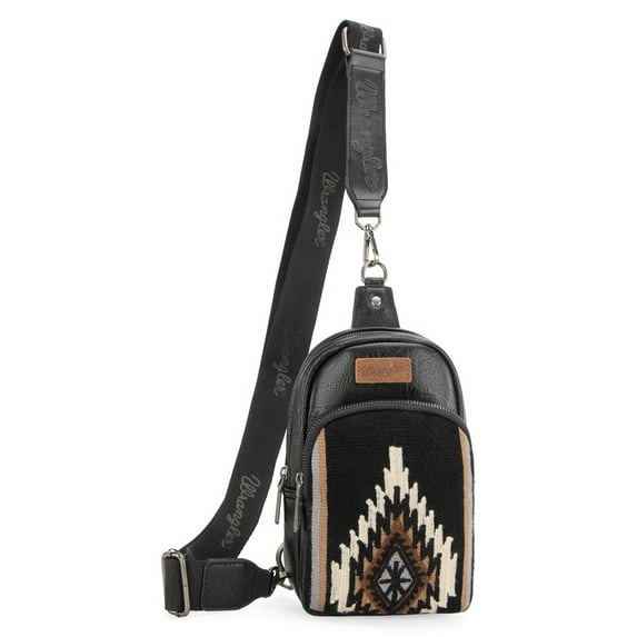 Wrangler Aztec Sling Bag for Women Western Knitted Crossbody Purse and Chest Bag With Adjustable Strap