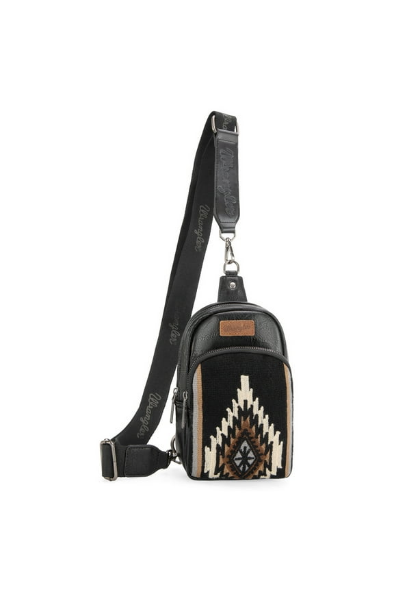 Wrangler Aztec Sling Bag for Women Western Knitted Crossbody Purse and Chest Bag With Adjustable Strap