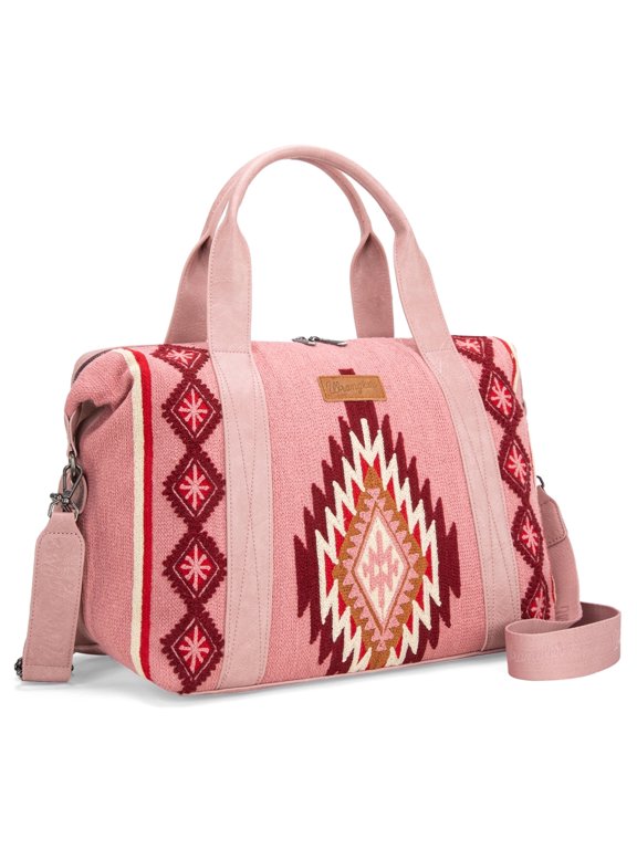 Wrangler Duffel Bag for Women Large Travel Weekender Bag Designer Tapestry Carry On Bags, Tapestry-Pink
