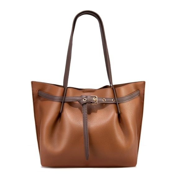 Montana West Tote Bag for Women Designer Purses and Handbags with Belted Detailing, Coffee-Brown