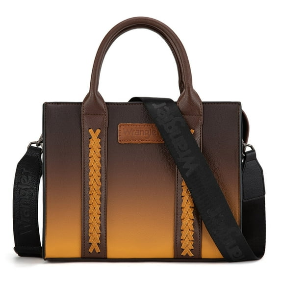 Wrangler Medium Tote Bag for Women Designer Satchel Handbags Top-handle Purses with Strap, Brown