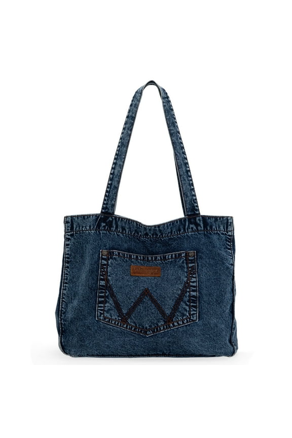 Wrangler Tote Bag for Women Large Denim Purses for Work Travel, Jean