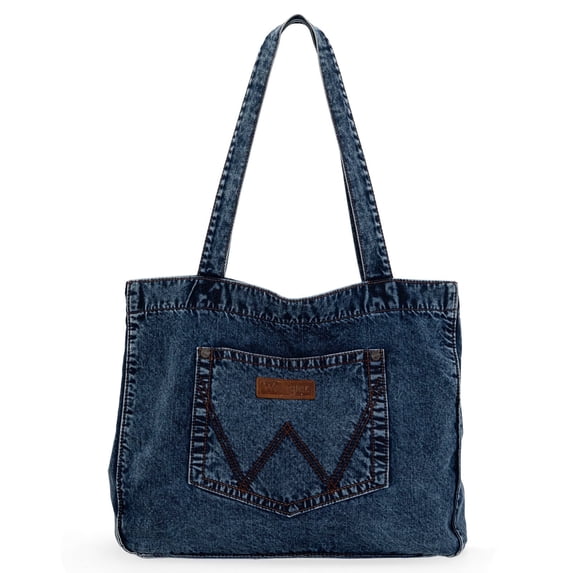 Wrangler Tote Bag for Women Large Denim Purses for Work Travel, Jean