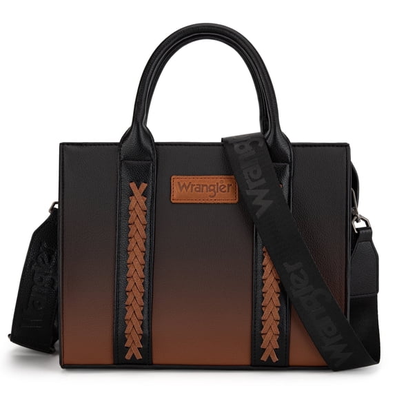 Wrangler Medium Tote Bag for Women Designer Satchel Handbags Top-handle Purses with Strap, Black