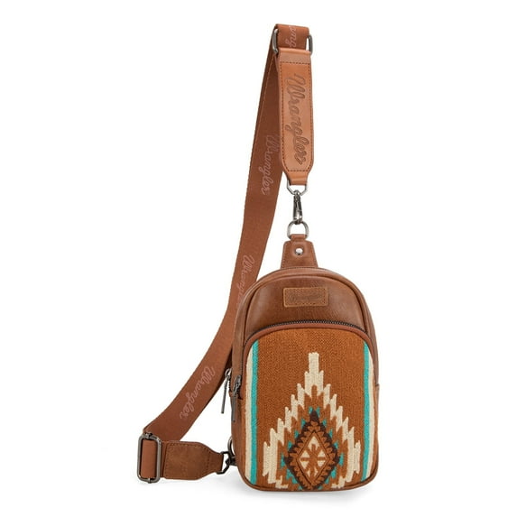 Wrangler Aztec Sling Bag for Women Western Knitted Crossbody Purse and Chest Bag With Adjustable Strap