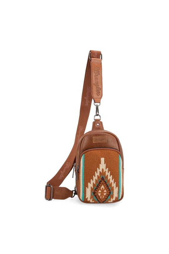 Wrangler Aztec Sling Bag for Women Western Knitted Crossbody Purse and Chest Bag With Adjustable Strap