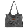 thumbnail image 1 of Wrangler Tote Bag for Women Large Denim Purses for Work Travel, Black, 1 of 7