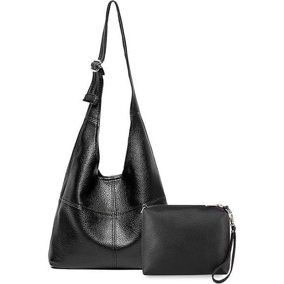 Montana West Hobo Bags Purse for Women Ultra Soft Foldable Shoulder Slouchy Handbags with Cosmetic bag, Black