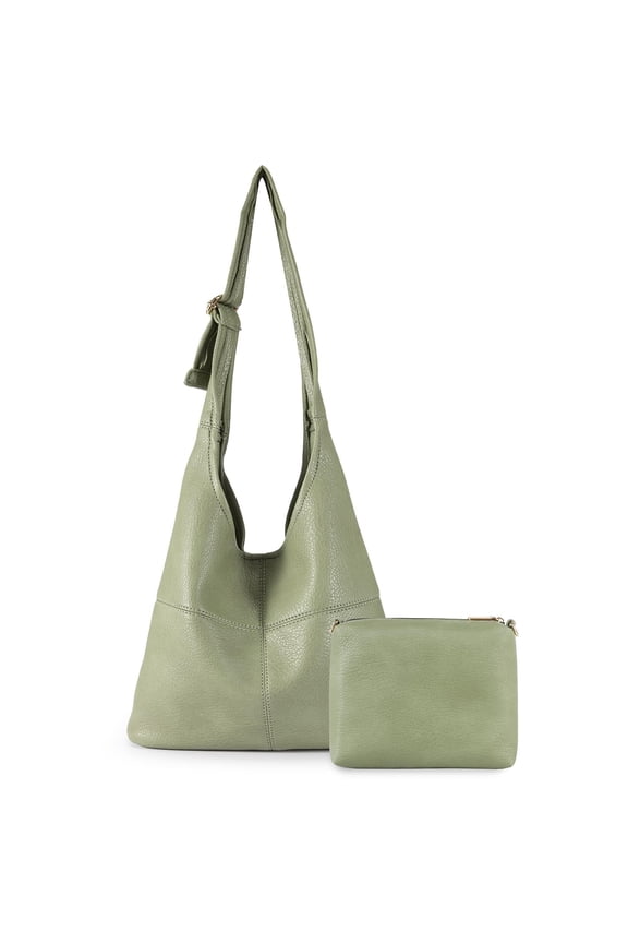 Hobo Bags Purse for Women Ultra Soft Foldable Shoulder Slouchy Handbags with Cosmetic bag, Green
