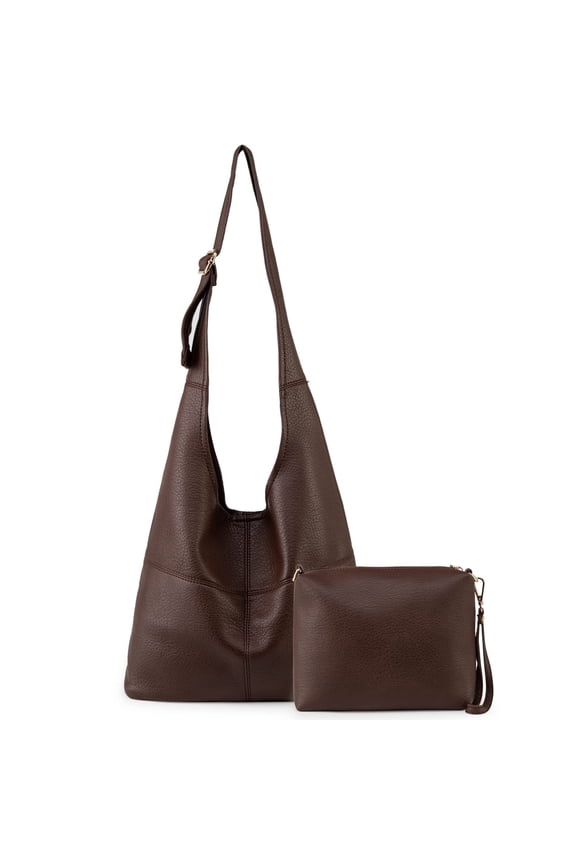 Hobo Bags Purse for Women Ultra Soft Foldable Shoulder Slouchy Handbags with Cosmetic bag, Coffee