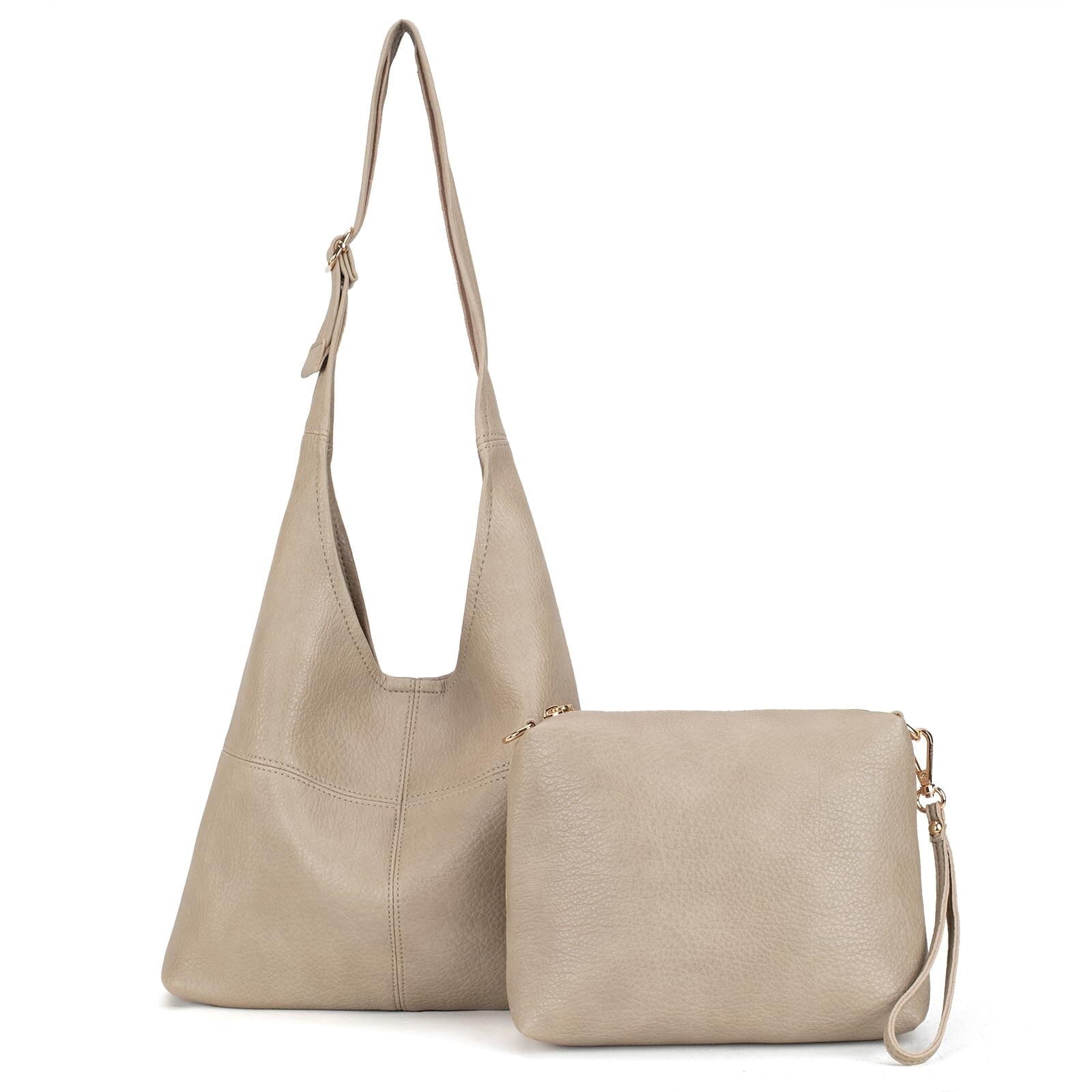 Montana West Hobo Bags Purse for Women Ultra Soft Foldable Shoulder Slouchy Handbags with Cosmetic bag, Camel