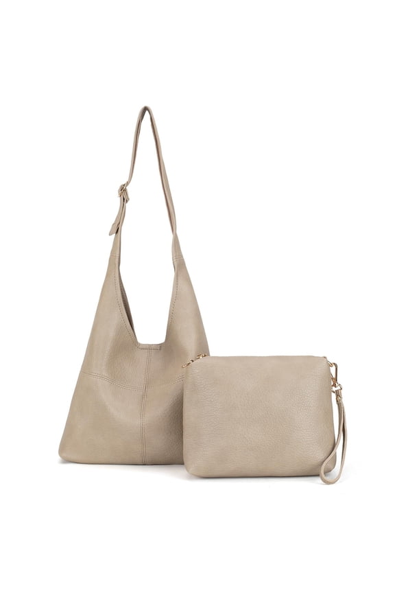 Hobo Bags Purse for Women Ultra Soft Foldable Shoulder Slouchy Handbags with Cosmetic bag, Camel