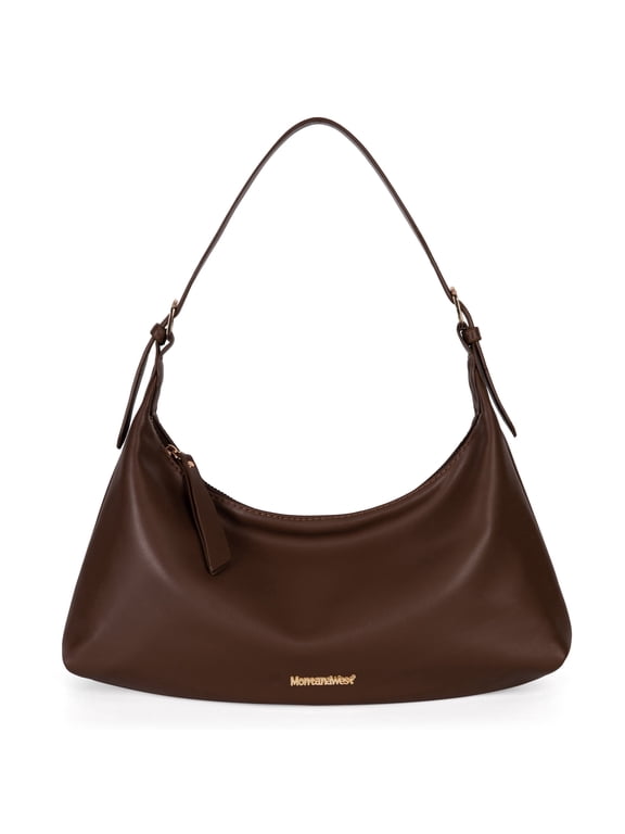 Hobo Bags for Women Shoulder Trendy Purses Leather Clutch Purse and Handbags, Coffee