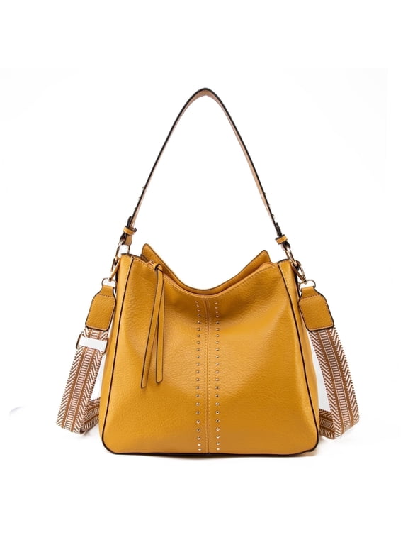 Hobo Bags for Women Top Handle Satchel Shoulder Purse Bucket Handbag, A-Mustard Yellow