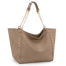 Montana West Hobo Bags for Women Top-handle Tote Bag with Chain Handle and Rivets Decoration