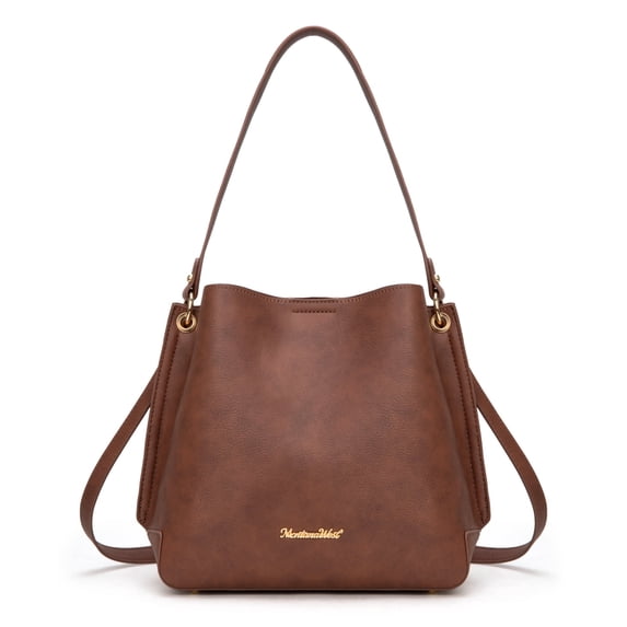 Montana West Hobo Purse for Women Bucket Shoulder Bag with Crossbody Strap, Coffee
