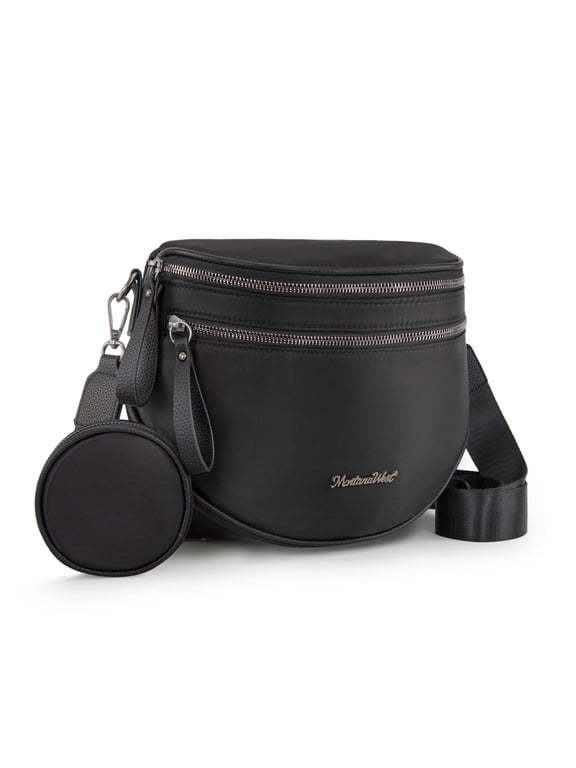 Large Crossbody Bags for Women Bum Bag Sling Purse with Adjustable Strap, Black