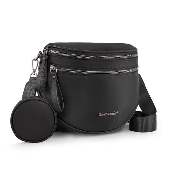 Montana West Large Crossbody Bags for Women Bum Bag Sling Purse with Adjustable Strap, Black