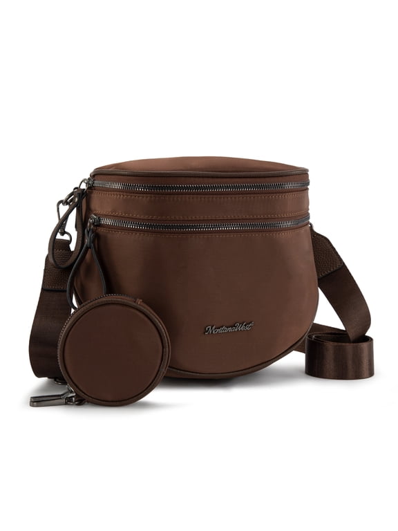 Large Crossbody Bags for Women Bum Bag Sling Purse with Adjustable Strap, Coffee