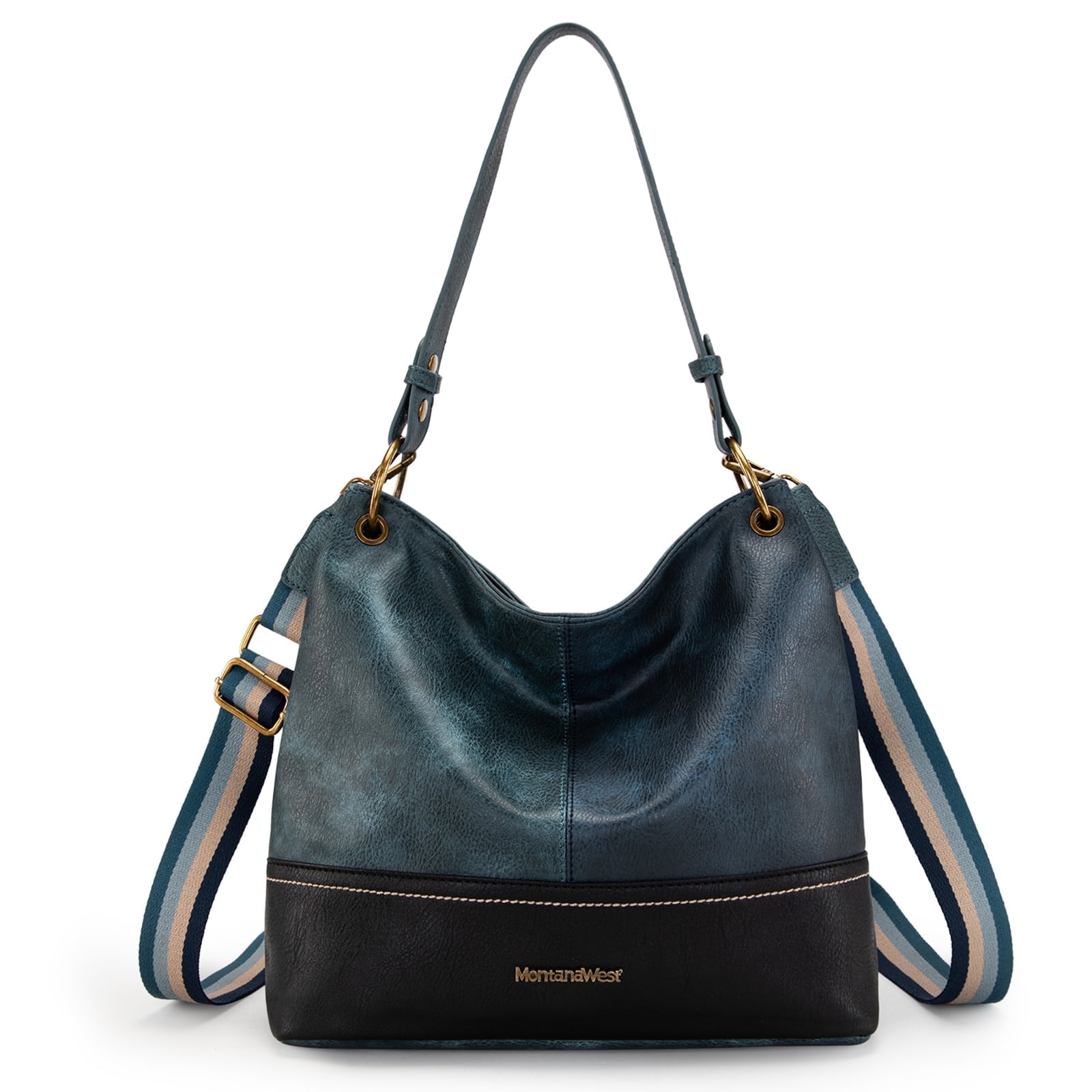 Montana West Purses for Women Hobo Shoulder Handbags with Zipper, Blue