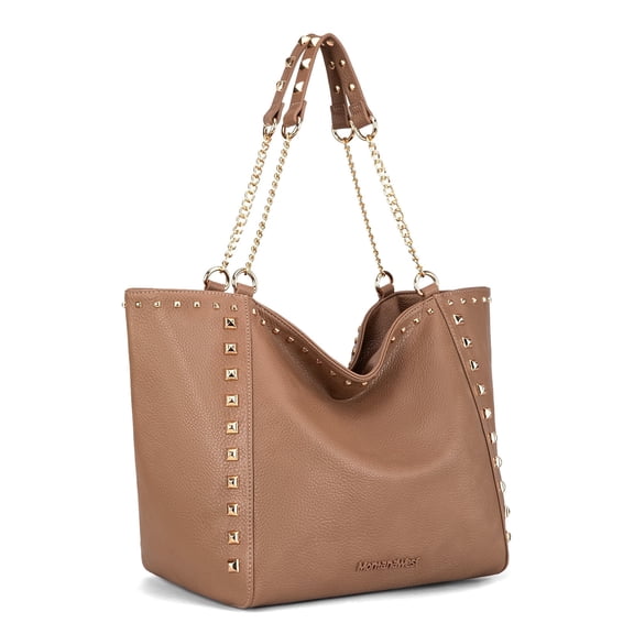 Montana West Large Tote Bag for Women Oversized Shoulder Purses with Chain Handbags, Khaki