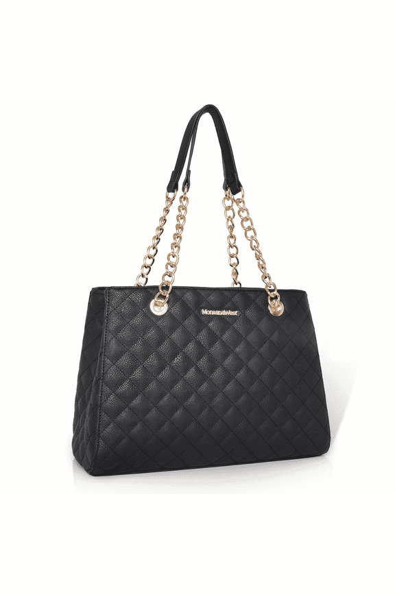 MEDIUM Chain Shoulder Bag for Women Hobo Handbags Tote Purse, Black