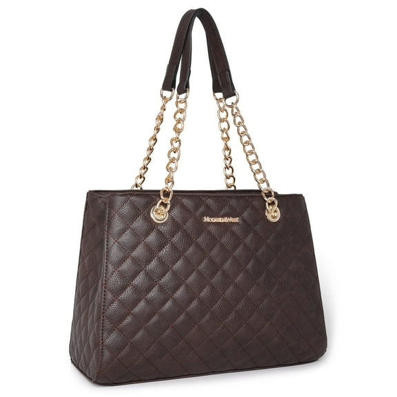 Montana West MEDIUM Chain Shoulder Bag for Women Hobo Handbags Tote Purse, Coffee