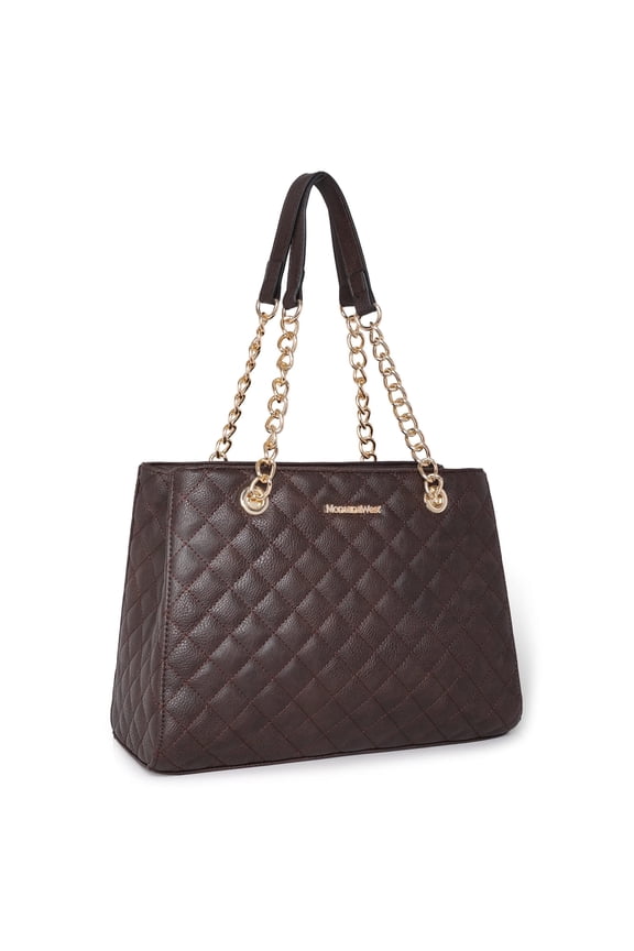 MEDIUM Chain Shoulder Bag for Women Hobo Handbags Tote Purse, Coffee