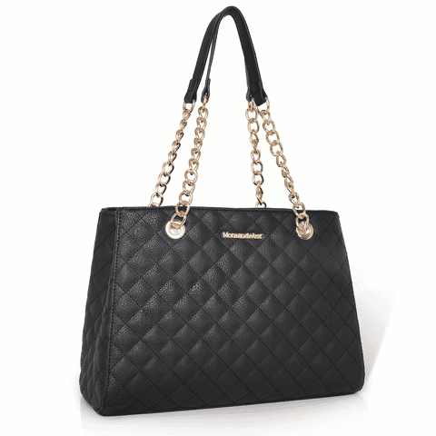 MEDIUM Chain Shoulder Bag for Women Hobo Handbags Tote Purse, Black