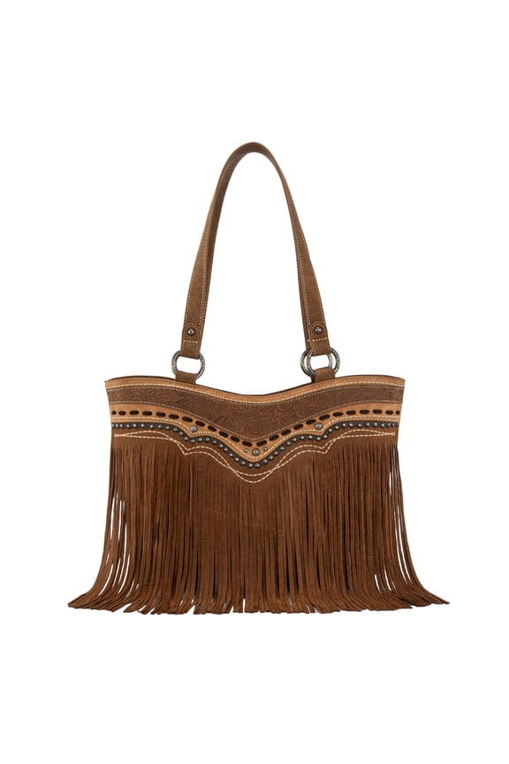 Western Tote Bag for Women Fashion Tassel Purse Stylish Fringe Design, Browm