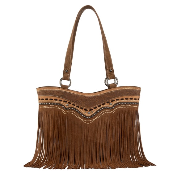 Montana West Western Tote Bag for Women Fashion Tassel Purse Stylish Fringe Design, Browm