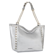 Large Tote Bag for Women Oversized Shoulder Purses with Chain Handbags, Silver