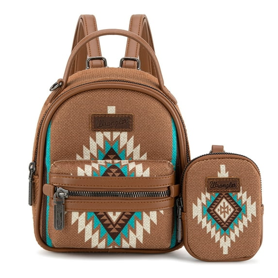 Wrangler Mini Backpack Aztec Back Pack Purse for Women, Brown